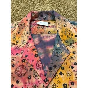 Rhude Paisley Print Boxy Short Sleeve Button Up Multicolor Shirt Mens Size XL